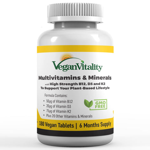 Vegan Vitality Multivitamins & Minerals for Women and Men - 180 tablets