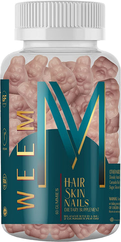 WEEM Hair Skin and Nails Gummies - Vegan biotin Vitamins Supports Faster Hair Growth 10,000mcg