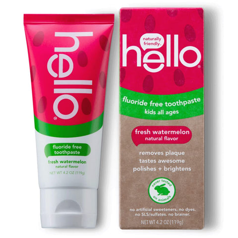 hello Kids Natural Watermelon Fluoride Free Toothpaste, 4.2 Ounce