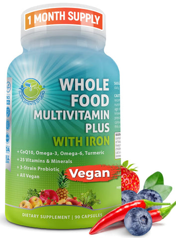 Supplements Studio Vegan Whole Food Multivitamin Plus - for Women and Men, 90 Count
