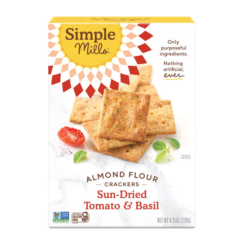 Simple Mills Almond Flour Crackers, Sundried Tomato & Basil - 4.25 Ounce (Pack of 1)