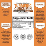 180 ct. Turmeric Curcumin with BioPerine - BioSchwatrz Natural Joint Support