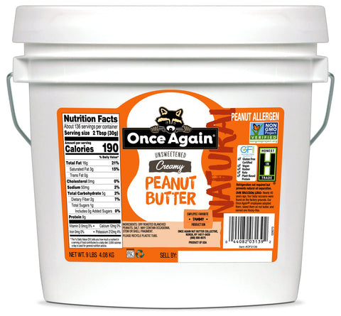 Once Again Natural Non-GMO Creamy Peanut Butter Bucket