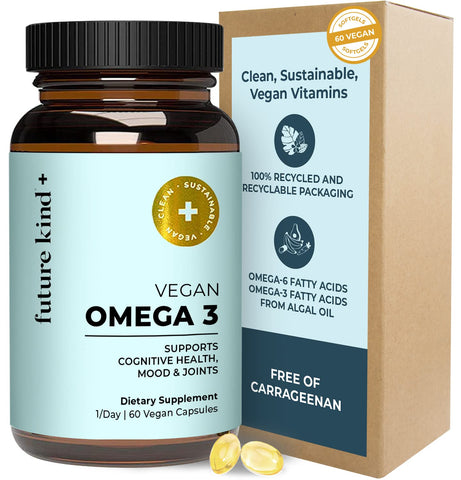 Future Kind Vegan Omega 3 Supplement - for Cognitive, Joint, & Mood Support - 60 Vegan Capsules