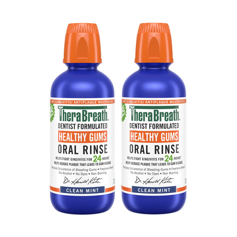 TheraBreath Healthy Gums Periodontist Formulated 24-Hour Oral Rinse, Clean Mint, 16 Fl Oz (Pack of 2)