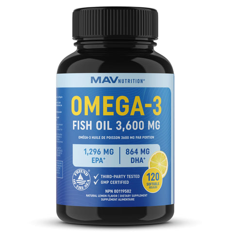 Triple Strength Omega 3 Fish Oil - 3600 mg EPA & DHA - 120 Count