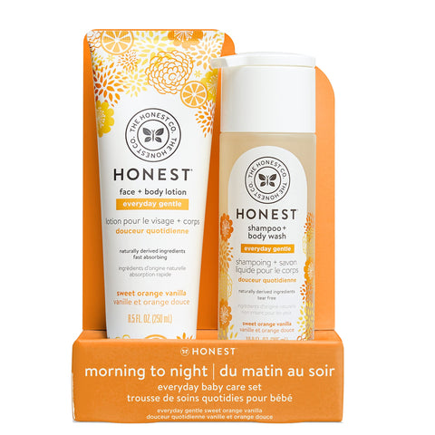 The Honest Company 2-in-1 Cleansing Shampoo & Body Wash and Face & Lotion Bundle | Gentle for Baby |  Citrus Vanilla Refresh, 18.5 fl oz