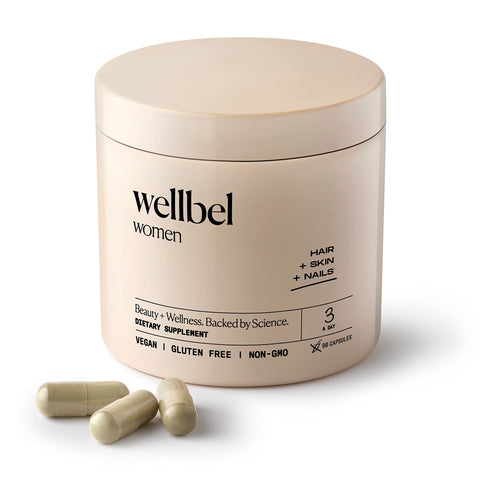 WELLBEL Women Clean Vegan Supplement for Hair, Skin, and Nails, 90 Count