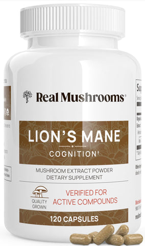 Real Mushrooms Lion’s Mane Capsules - Organic Extract - 120 Count