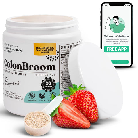 FREE Shipping - ColonBroom Psyllium Husk Powder Colon Cleanser - (Strawberry) 60 Servings