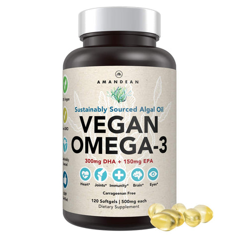 Premium Vegan Omega 3 Supplement. Fish Oil Alternative! Heart, Skin, Brain, Eye, Immune Support. 120 count
