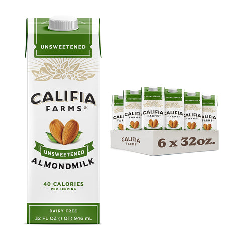 Almond Milk, Unsweetened - Low Calorie & Sugar, 32 Oz (Pack of 6)