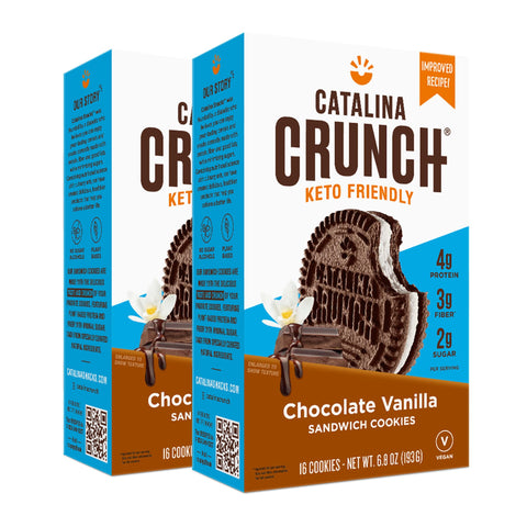 Catalina Crunch Chocolate Vanilla Sandwich Cookies 2 Pack  Plant Protein Cookies -6.8 Ounce (Pack of 2)