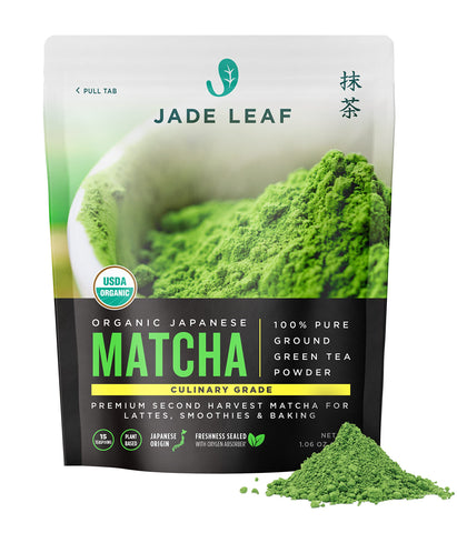 Jade Leaf Matcha Organic Green Tea Powder - Culinary Grade Premium Second Harvest - Authentic Japanese Origin - 1.06 Ounce