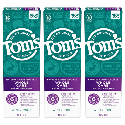 Tom's of Maine Whole Care Natural Toothpaste with Fluoride, WINTERMINT, 4 oz. 3-Pack