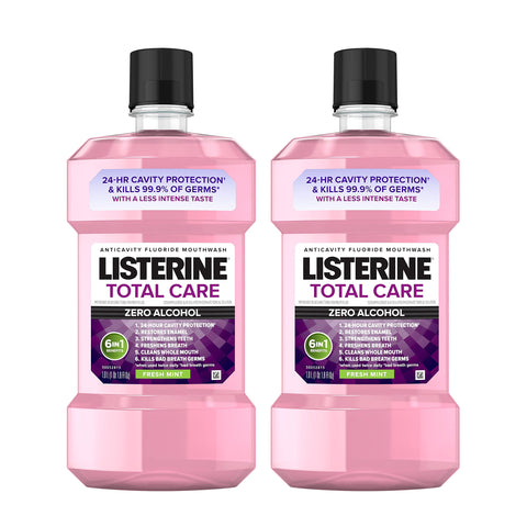 Listerine Total Care Anticavity Mouthwash, Fresh Mint Flavor, 1 L (Pack of 2)