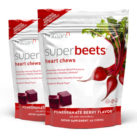 humanN SuperBeets Heart Chews - Pomegranate Berry Flavor - 120 Count