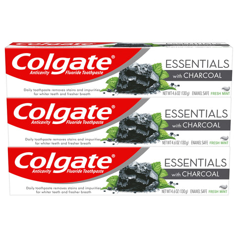 Colgate Charcoal Teeth Whitening Toothpaste, Natural Mint Flavor, 4.6 Ounce, 3 Pack