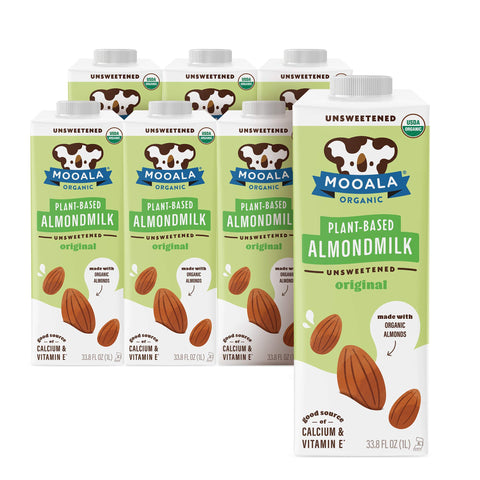 Organic Almond milk, Unsweetened - 1L (33.8 oz) (Pack of 6)