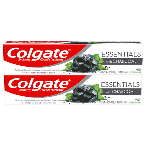 Colgate Charcoal Teeth Whitening Toothpaste, Natural Mint Flavor,  4.6 Ounce, 2 Pack