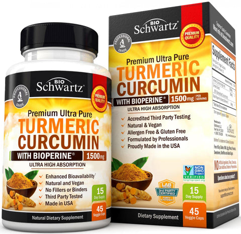 45 ct. Turmeric Curcumin with BioPerine - Bioschwartz Natural Joint Support