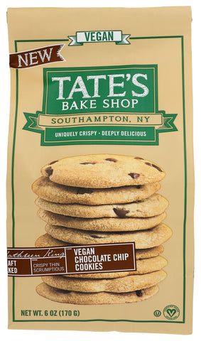 Tate's Bake Shop Vegan Chocolate Chip Cookies, Crispy Thin Scrumptious, 6 Ounce (Pack of 6)