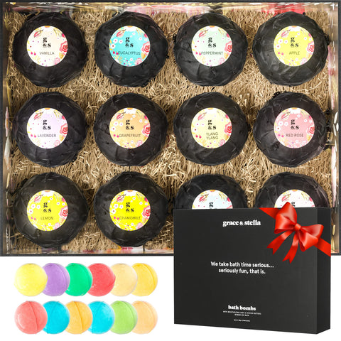 Grace & Stella Natural Organic Bath Bombs Set with Essential Oils