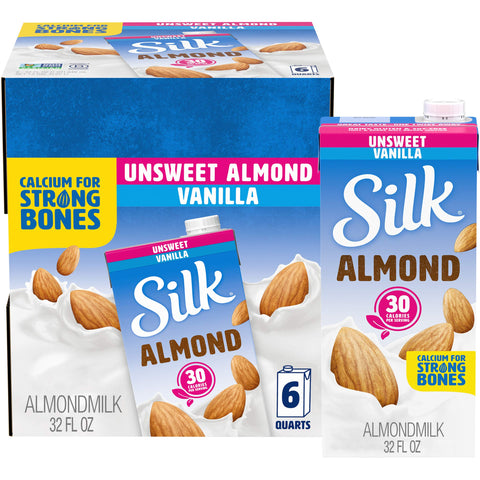 Shelf-Stable Almond Milk, Unsweetened Vanilla -1 Quart (Pack of 6)